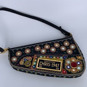 Vintage Dior Montaigne 1947 Mini Denim Saddle Bag
